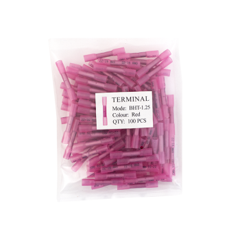 Crimpable waterproof cable splice with heat-shrink tubing insulation.
