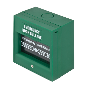 Break glass manual call point for access control - green