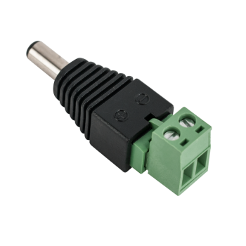 DC male connector with interchangeable terminal block