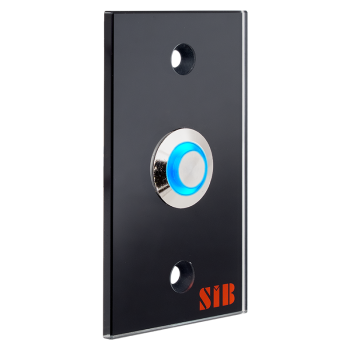 OP08L - Flush-mounted, painted glass shield push button with blue LED ring (NO)