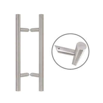 Cylindrical 500 mm long INOX handle pair with 45° legs - 32 mm tube diameter