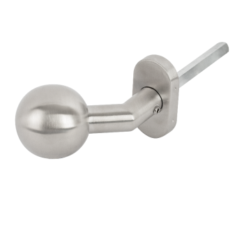 Fix doorknob with a 45° offset, brushed INOX finish, 2 mounting points and a round rosette