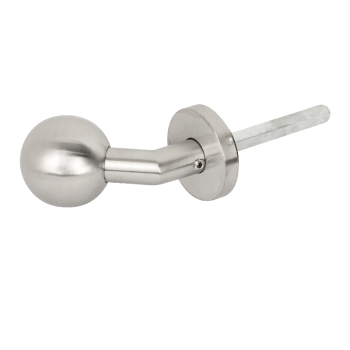 Knob 45° offset, INOX brushed, with 4 fixing points, round heading