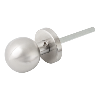 90° straight knob, INOX brushed, with 4 fixing points, round heading
